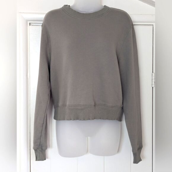 Carbon38 Olive Green French Terry Crewneck Sweatshirt MD Athleisure Activewear - Picture 1 of 9